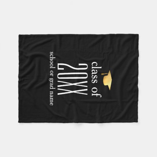 20XX種モダン類の卒業キャップのカスタム色 フリースブランケット (正面(横))