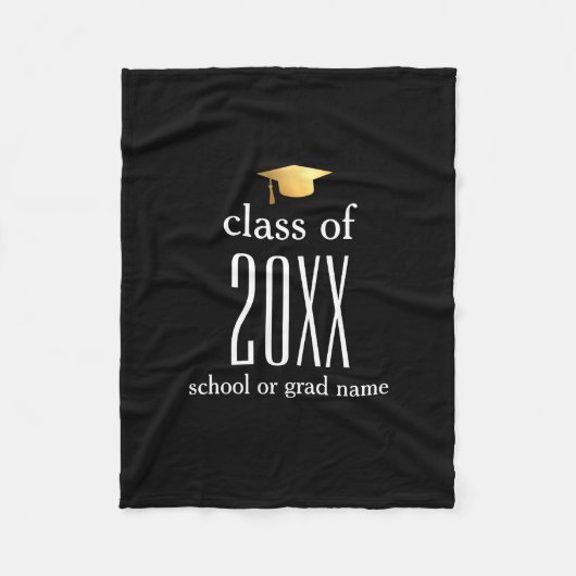 20XX種モダン類の卒業キャップのカスタム色 フリースブランケット (正面)