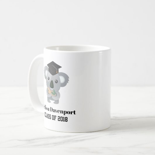 20xx級かわいいコアラ熊の卒業式キャップ コーヒーマグカップ (正面左)