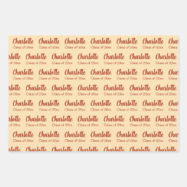 20xx級ピーチ・レッドの大学院名パターン ラッピングペーパーシート