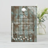 20XX素朴な、レース及び真珠の卒業の発表 案内状 (スタンド正面)