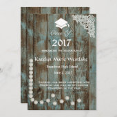 20XX素朴な、レース及び真珠の卒業の発表 案内状 (正面/裏面)