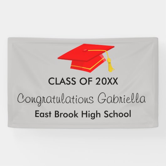 20XX赤い帽子の卒業の旗のクラス 横断幕 (横)