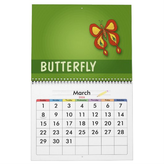 20XX |かわいい漫画の動物たち カレンダー (3月 2026)