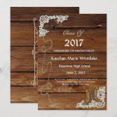 20XX ウッド、ブーツ＆レースの卒業発表 案内状 (正面/裏面)