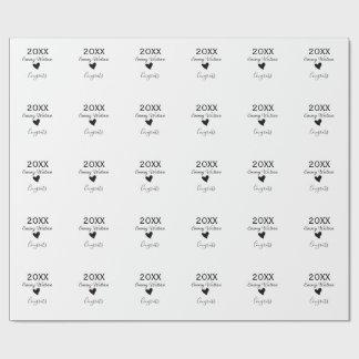 20XX bold letter congrats graduation name heart si ラッピングペーパー