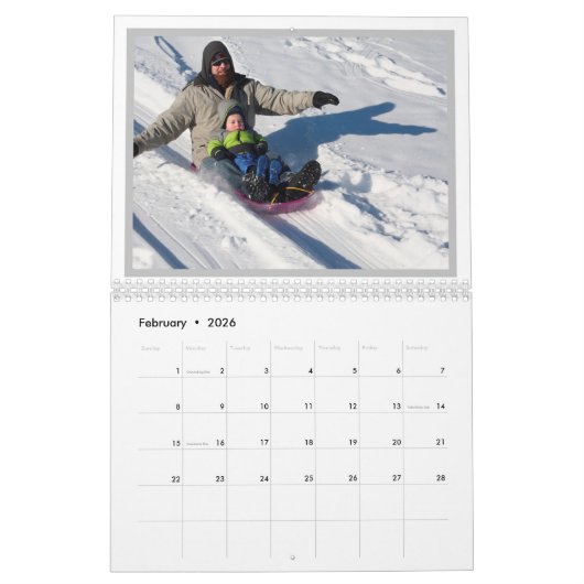 20XX CIYファミリフォト編集可能な壁 カレンダー (2月 2026)