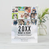 20XX What A Year Family Photo Collage Snow Holiday シーズンカード (スタンド正面)