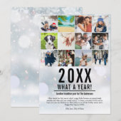 20XX What A Year Family Photo Collage Snow Holiday シーズンカード (正面/裏面)