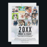 20XX What A Year Family Photo Collage Snow Holiday シーズンカード<br><div class="desc">あなたの過去の年のハイライトはヘッドラインのニュースなので、家族や友人と共有し、彼らにあなたの休日と新年の願いを送信し最高のます。12枚の写真、ニュースお気に入りの記事、冬の霜の背景の名前でパーソナライズし、思い出に残るおもしろいのホリデーカードを作成する。Thisisnomeによる設計©</div>