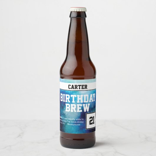 21おもしろいモノグラムのハッピーバースデー ビールラベル (正面)