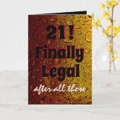 21おもしろい誕生日ブラックレッド「最終的に合法」ビール カード (黄色い花)