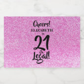 21およびリーガルピンクフェイクグリッターカスタムミニ リキュールボトルラベル (シングルラベル)
