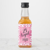 21およびリーガルピンクホワイトレオパードパーソナライズされたミニ リキュールボトルラベル (正面)