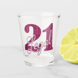 21および法律 |おもしろいピンクフェイクグリッター21歳の誕生日 ショットグラス