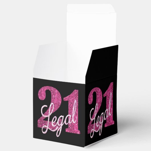 21および法律 |おもしろいピンクフェイクグリッター21歳の誕生日 フェイバーボックス (オープン)