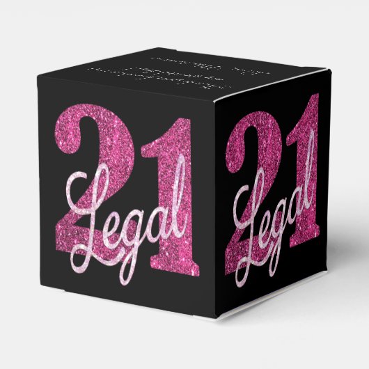 21および法律 |おもしろいピンクフェイクグリッター21歳の誕生日 フェイバーボックス (裏面サイド)
