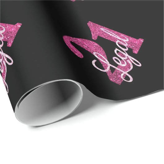 21および法律 |おもしろいピンクフェイクグリッター21歳の誕生日 ラッピングペーパー (ロールコーナー)
