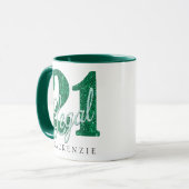 21および法律 |グリーンフェイクグリッター21歳の誕生日 マグカップ (正面左)