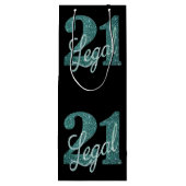 21および法律 |グリーンフェイクグリッター21歳の誕生日 ワインギフトバッグ (裏面)