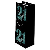 21および法律 |グリーンフェイクグリッター21歳の誕生日 ワインギフトバッグ (裏面アングル)