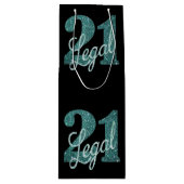 21および法律 |グリーンフェイクグリッター21歳の誕生日 ワインギフトバッグ (正面)