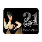 21および法律 |シルバーフェイクグリッターフォトキープサケ マグネット (横)