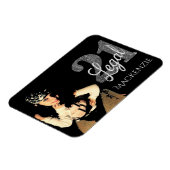 21および法律 |シルバーフェイクグリッターフォトキープサケ マグネット (左側)