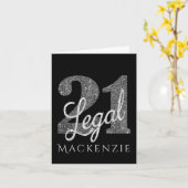 21および法律 |シルバーフェイクグリッター21歳の誕生日 カード (黄色い花)