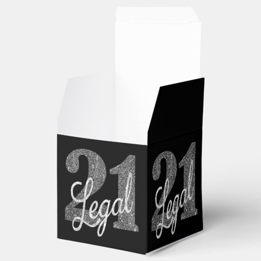 21および法律 |シルバーフェイクグリッター21歳の誕生日 フェイバーボックス (オープン)