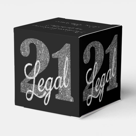 21および法律 |シルバーフェイクグリッター21歳の誕生日 フェイバーボックス (裏面サイド)