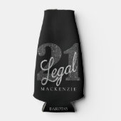 21および法律 |シルバーフェイクグリッター21歳の誕生日 ボトルクーラー (正面)