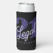 21および法律 |パープルフェイクグリッター21歳の誕生日 スリム缶クーラー (Seltzer裏面)