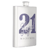 21および法律 |パープルフェイクグリッター21歳の誕生日 フラスク (右)