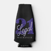 21および法律 |パープルフェイクグリッター21歳の誕生日 ボトルクーラー (正面)