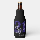 21および法律 |パープルフェイクグリッター21歳の誕生日 ボトルクーラー (ボトル正面)