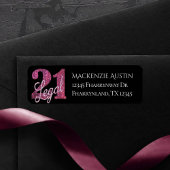 21および法律 |ピンクフェイクグリッター21歳の誕生日 ラベル