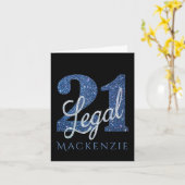 21および法律 |ブルーフェイクグリッター21歳の誕生日 カード (黄色い花)