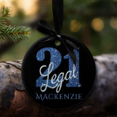 21および法律 |ブルーフェイクグリッター21歳の誕生日 セラミックオーナメント