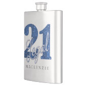 21および法律 |ブルーフェイクグリッター21歳の誕生日 フラスク (左)