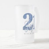 21および法律 |ブルーフェイクグリッター21歳の誕生日 フロストグラスビールジョッキ (正面右)