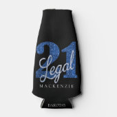 21および法律 |ブルーフェイクグリッター21歳の誕生日 ボトルクーラー (正面)