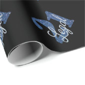 21および法律 |ブルーフェイクグリッター21歳の誕生日 ラッピングペーパー (ロールコーナー)