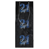 21および法律 |ブルー21thバースデーシックグリッター ワインギフトバッグ (裏面)