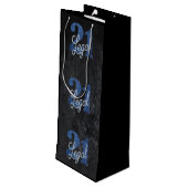 21および法律 |ブルー21thバースデーシックグリッター ワインギフトバッグ (裏面アングル)