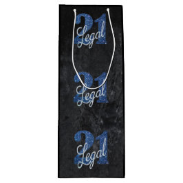 21および法律 |ブルー21thバースデーシックグリッター ワインギフトバッグ