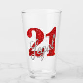 21および法律 |赤フェイクグリッター21歳の誕生日 タンブラーグラス (正面)