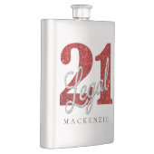 21および法律 |赤フェイクグリッター21歳の誕生日 フラスク (右)