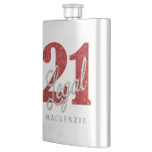 21および法律 |赤フェイクグリッター21歳の誕生日 フラスク (左)