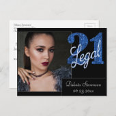 21および法律 |青フェイクグリッターありがとう ポストカード (正面/裏面)